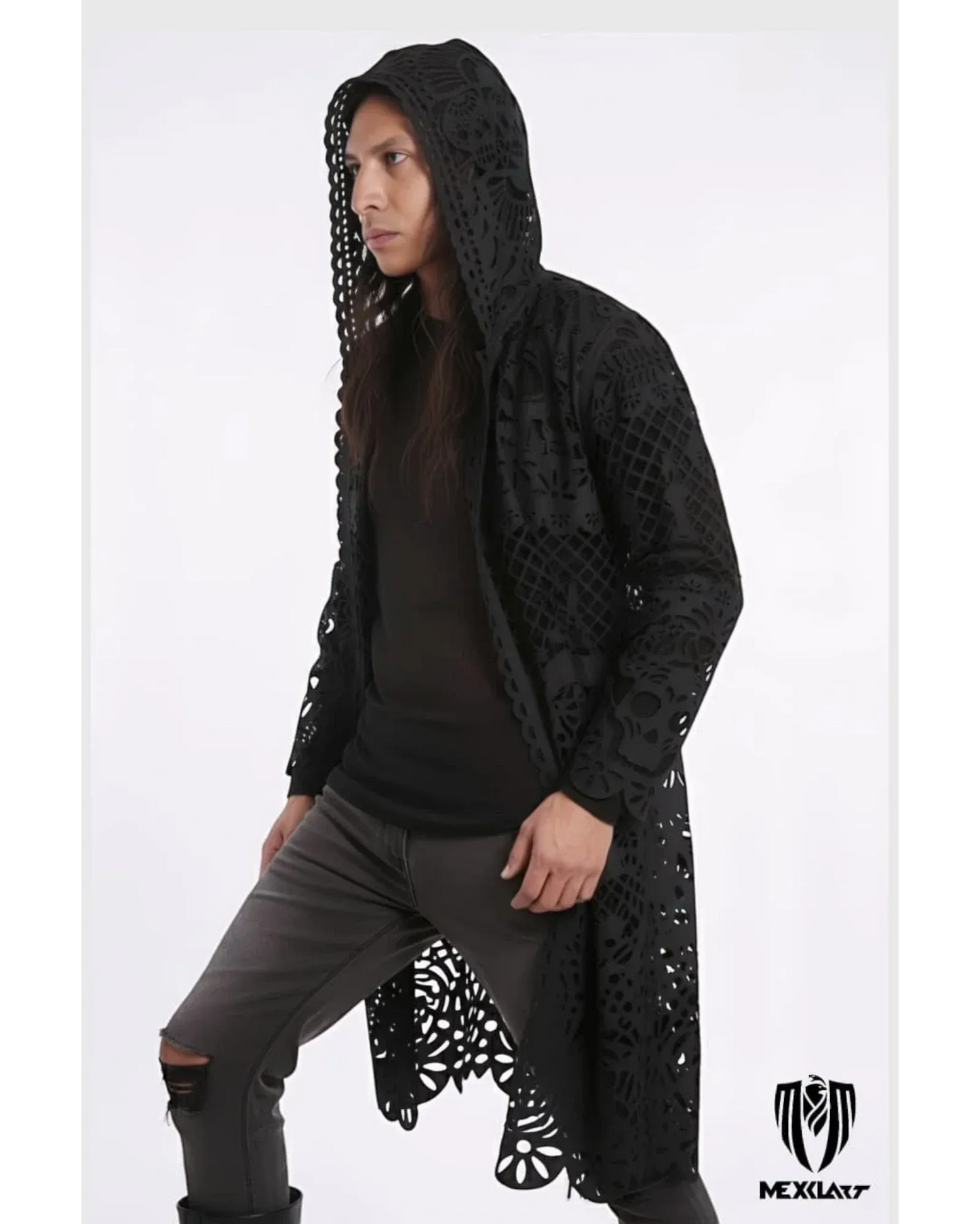 Retrooo.com Chaqueta Ceniza Sagrada / Dama CH/S Túnica abrigo Mexclart Ofrenda Viva Arte Textil Mexicano