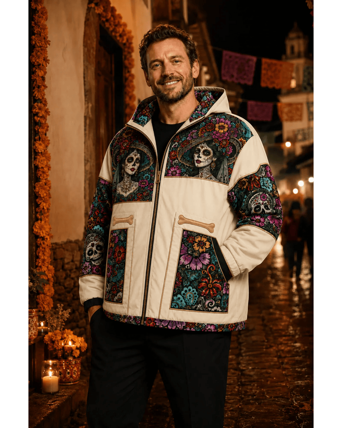 Retrooo.com Chaqueta Chamarra Retrooo Catrina de Flores · Edición Prototipo