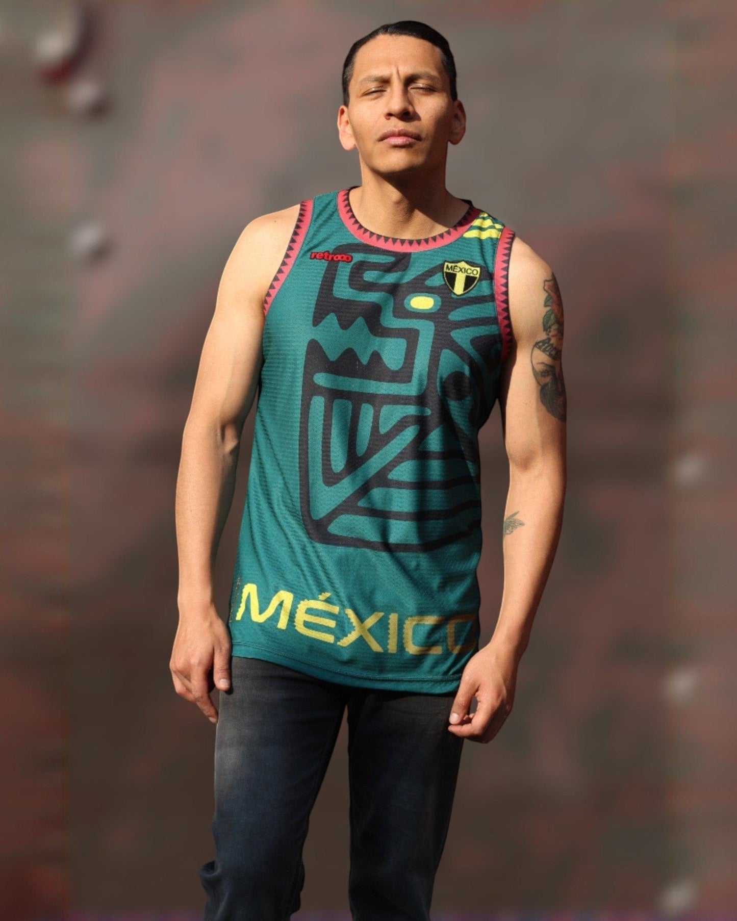 Retroooclothes Jersey Verde / CH/SMALL Jersey Retrooo México Ocelotl Teotl 26 - Sin mangas