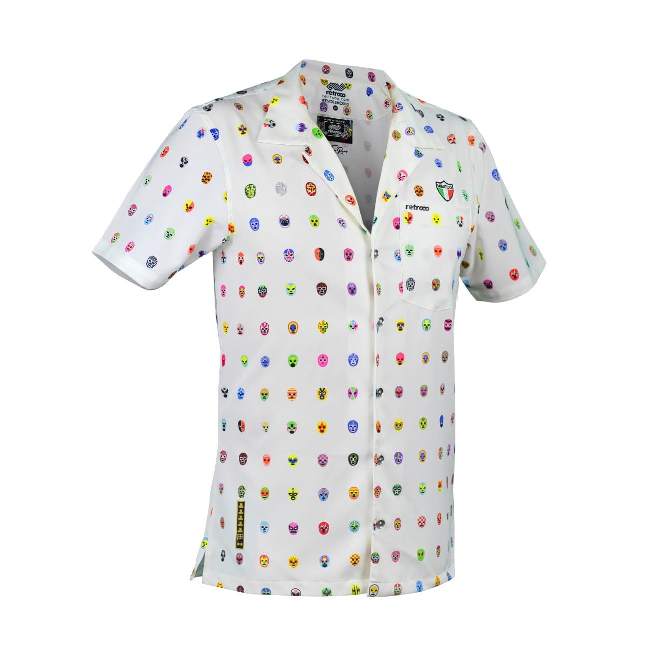 Retroooclothes Jersey Camisa Hawaiana Retrooo México Mascaritas Blanco