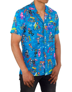 Camisa Hawaiana Retrooo México Lucha Acción