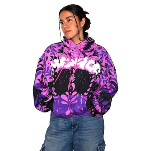 Sudadera Jacarandas Violetas en Ciudad de México Diseño de Autor de Retrooo y Patito Costurero, Calientita, Confortable, Exclusiva