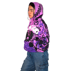 Sudadera Jacarandas Violetas en Ciudad de México Diseño de Autor de Retrooo y Patito Costurero, Calientita, Confortable, Exclusiva