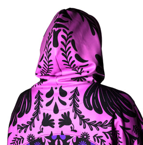 Sudadera Jacarandas Violetas en Ciudad de México Diseño de Autor de Retrooo y Patito Costurero, Calientita, Confortable, Exclusiva