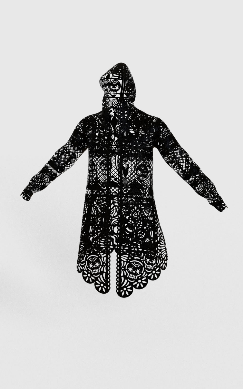 Túnica abrigo Mexclart Ceniza Sagrada Arte Textil Mexicano - Negra
