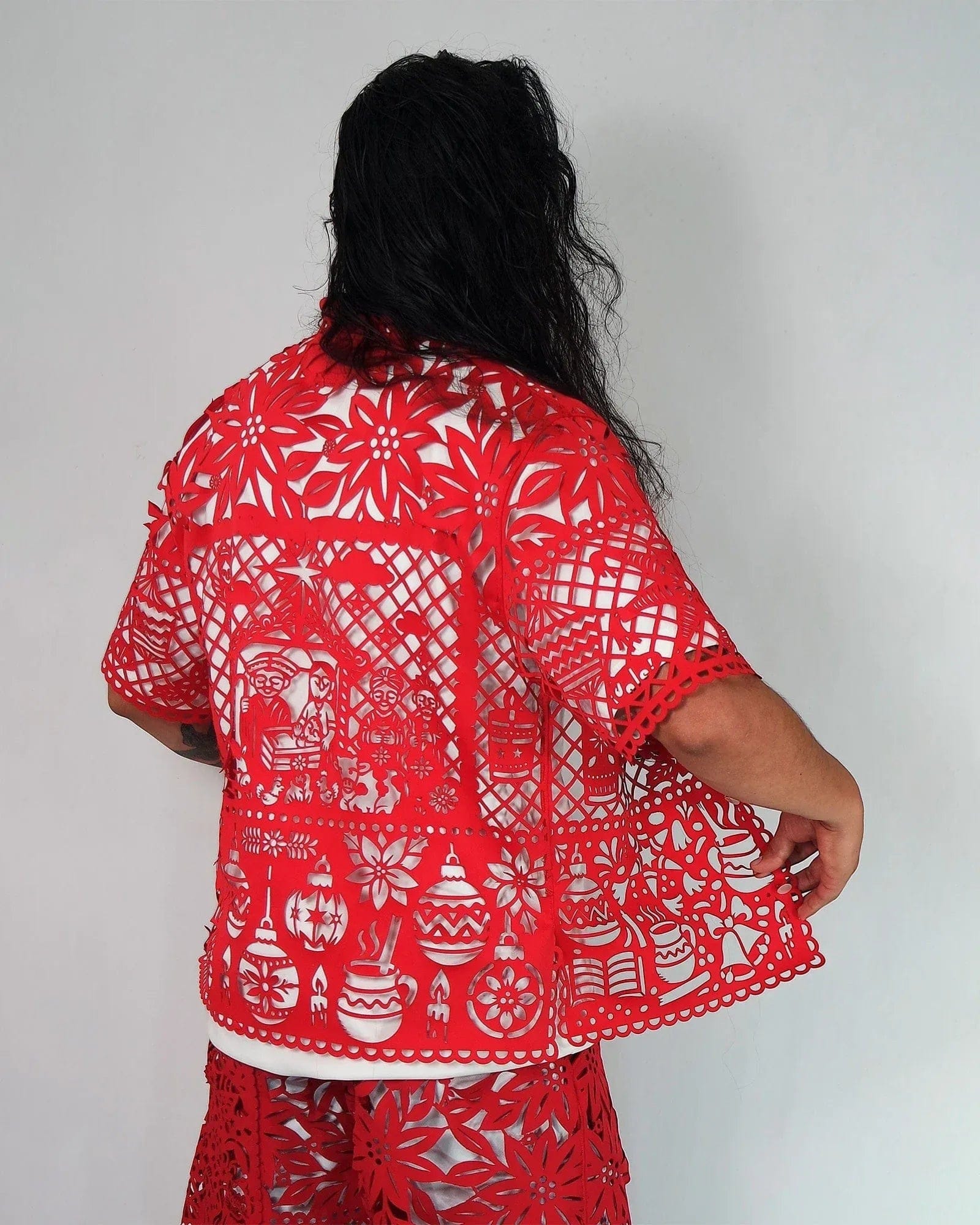 Retrooo.com Camisa Camisa Mexclart Fin de Año Tropical Arte Textil Mexicano