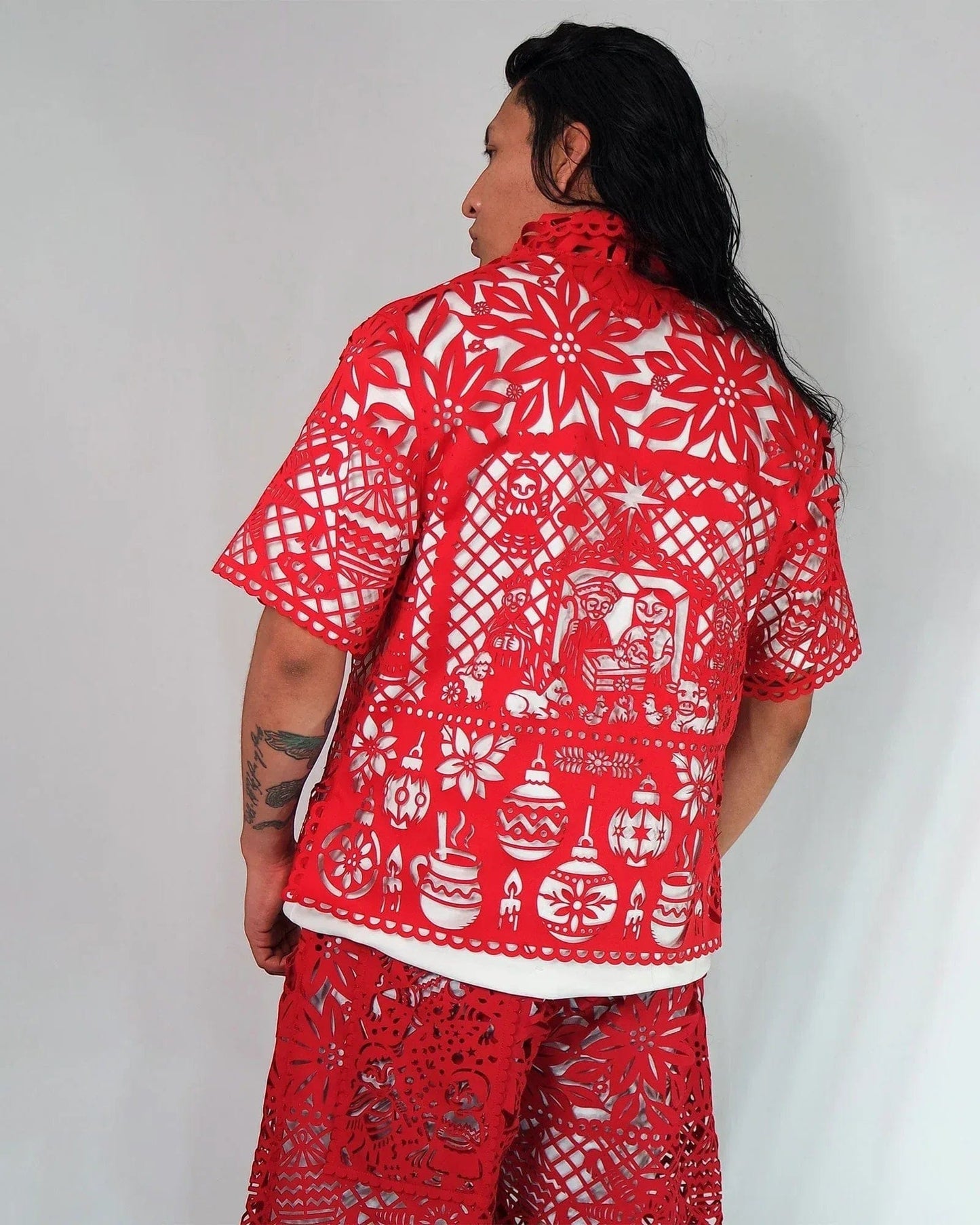 Retrooo.com Camisa Camisa Mexclart Fin de Año Tropical Arte Textil Mexicano