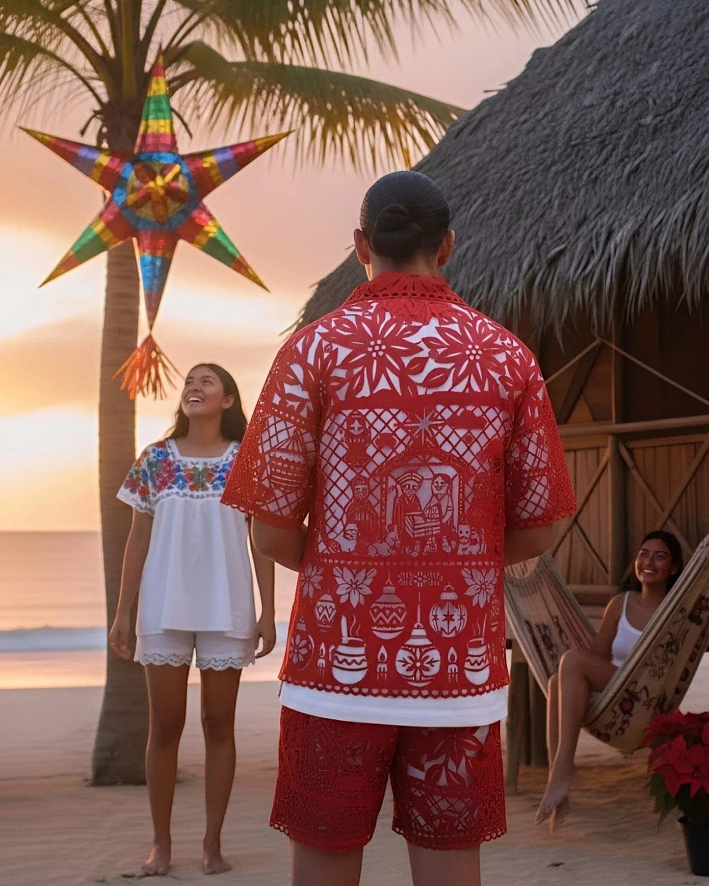 Retrooo.com Camisa Camisa Mexclart Fin de Año Tropical Arte Textil Mexicano