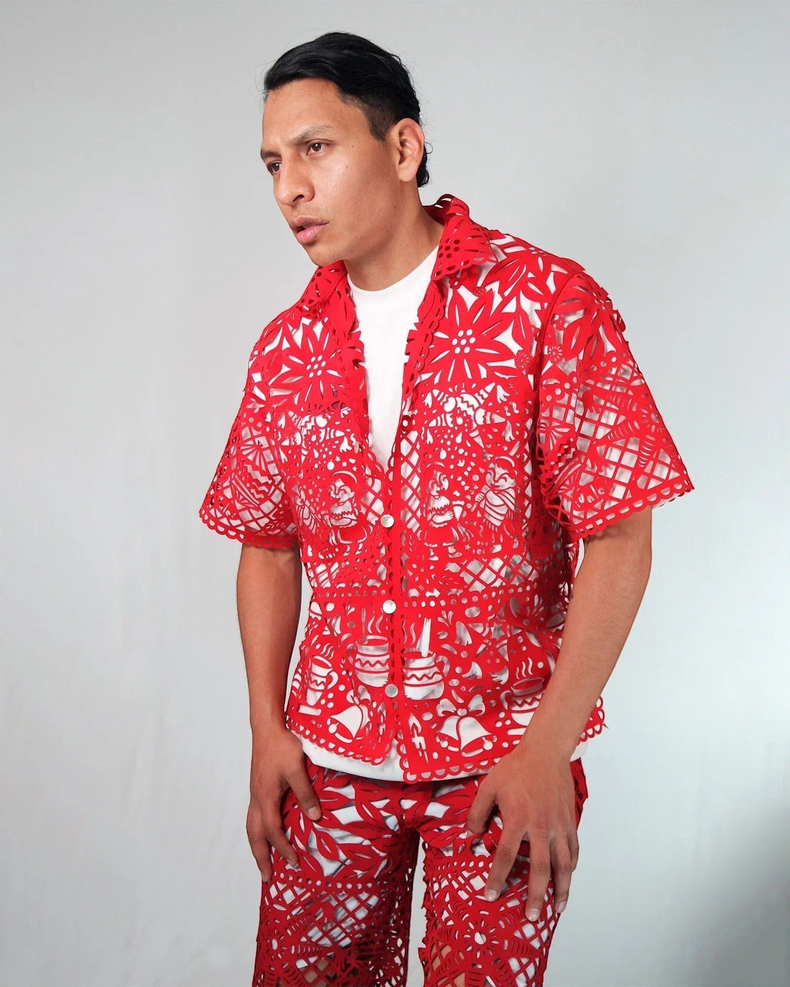 Retrooo.com Camisa Camisa Mexclart Fin de Año Tropical Arte Textil Mexicano