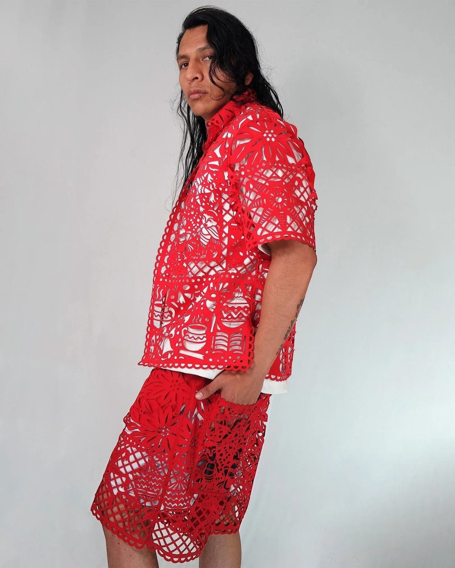 Retrooo.com Camisa Camisa Mexclart Fin de Año Tropical Arte Textil Mexicano