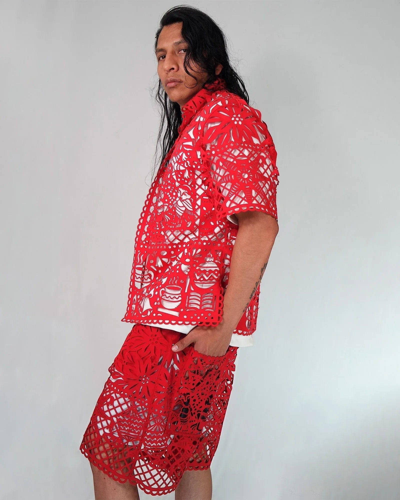 Retrooo.com Camisa Camisa Mexclart Fin de Año Tropical Arte Textil Mexicano