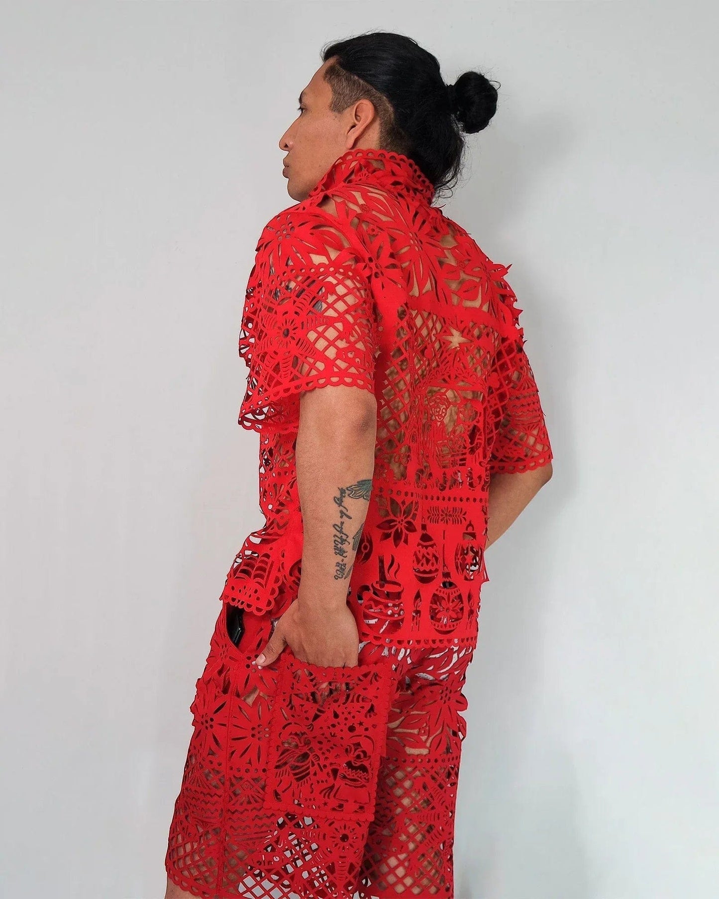 Retrooo.com Camisa Camisa Mexclart Fin de Año Tropical Arte Textil Mexicano