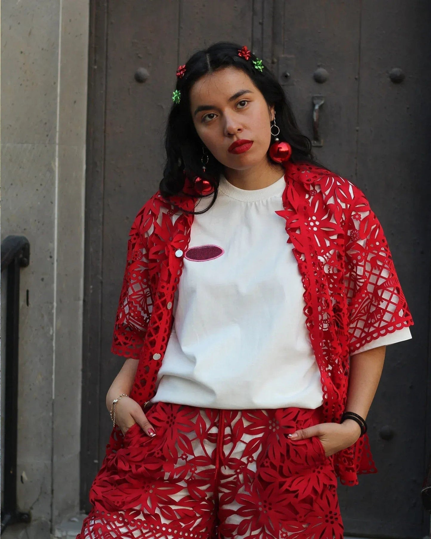 Retrooo.com Camisa Camisa Mexclart Fin de Año Tropical Arte Textil Mexicano