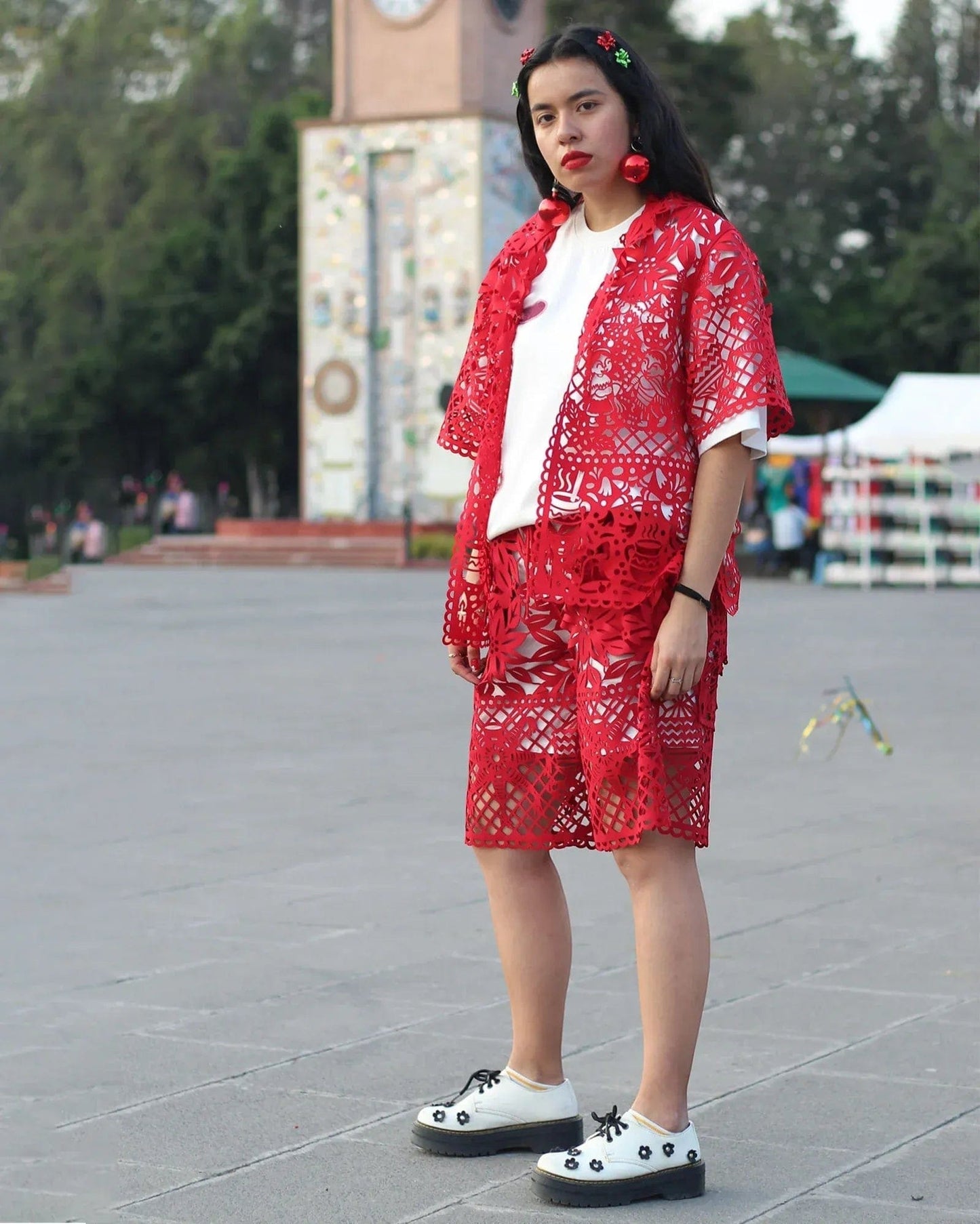 Retrooo.com Camisa Camisa Mexclart Fin de Año Tropical Arte Textil Mexicano