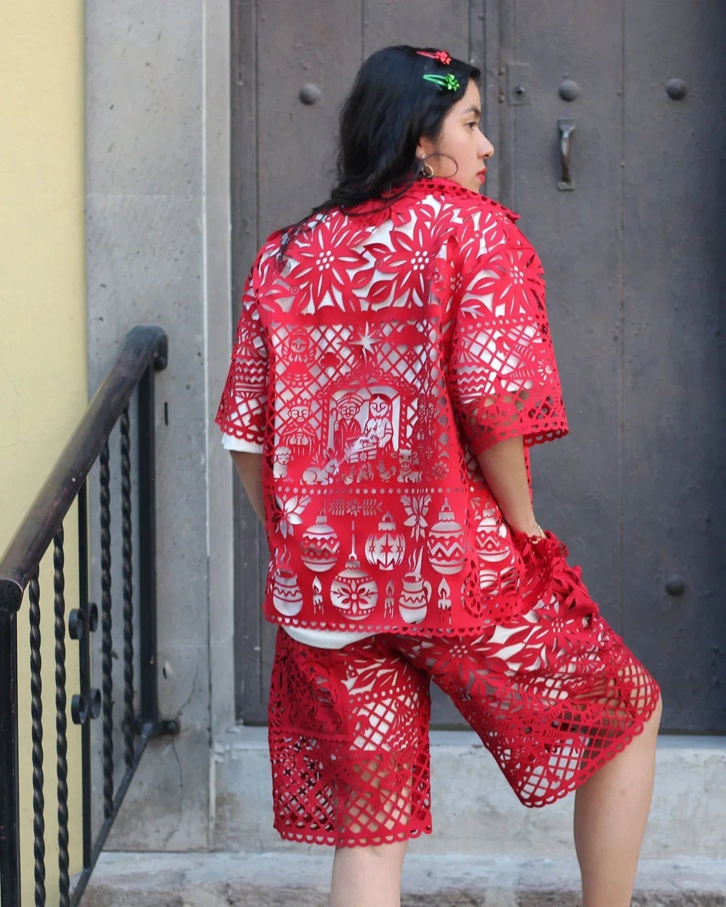 Retrooo.com Camisa Camisa Mexclart Fin de Año Tropical Arte Textil Mexicano