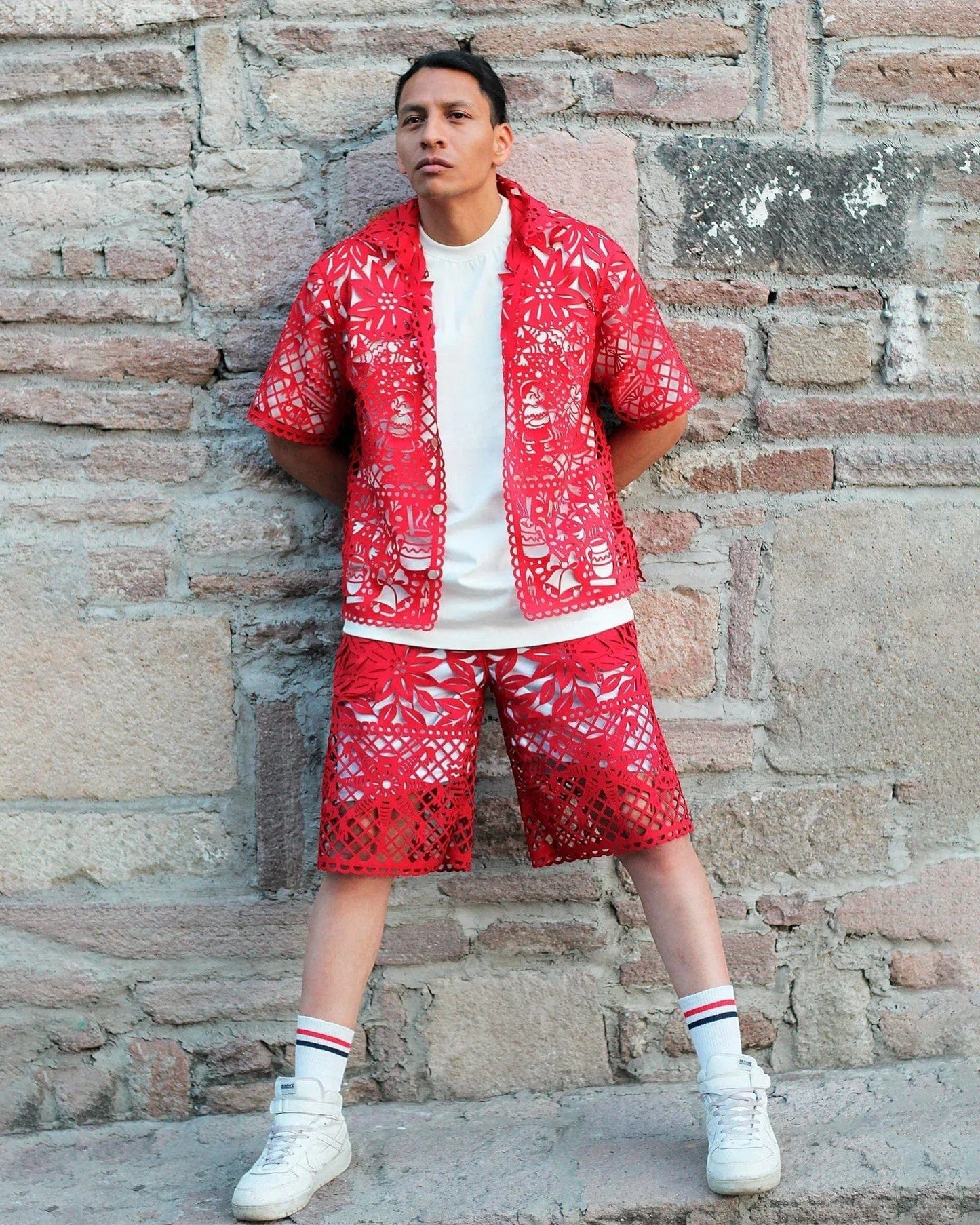 Retrooo.com Camisa Camisa Mexclart Fin de Año Tropical Arte Textil Mexicano