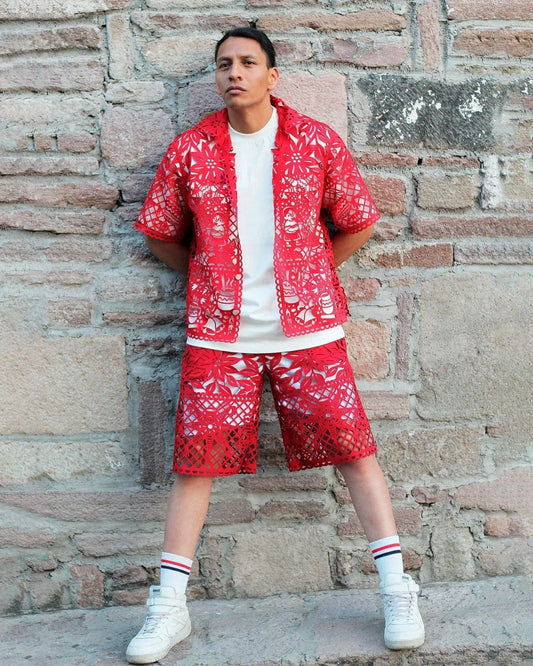 Retrooo.com Camisa Camisa Mexclart Fin de Año Tropical Arte Textil Mexicano