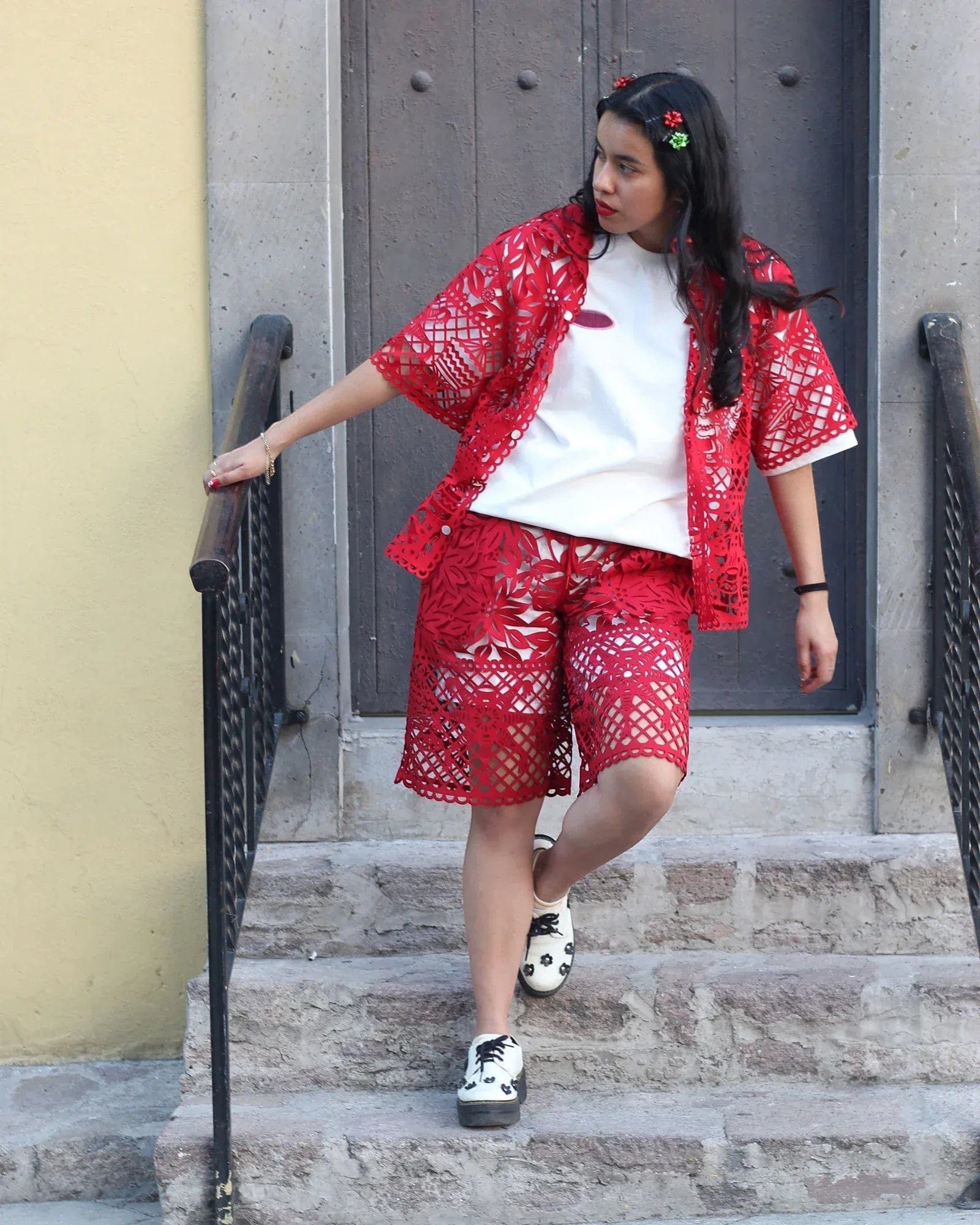 Retrooo.com Camisa Camisa Mexclart Fin de Año Tropical Arte Textil Mexicano