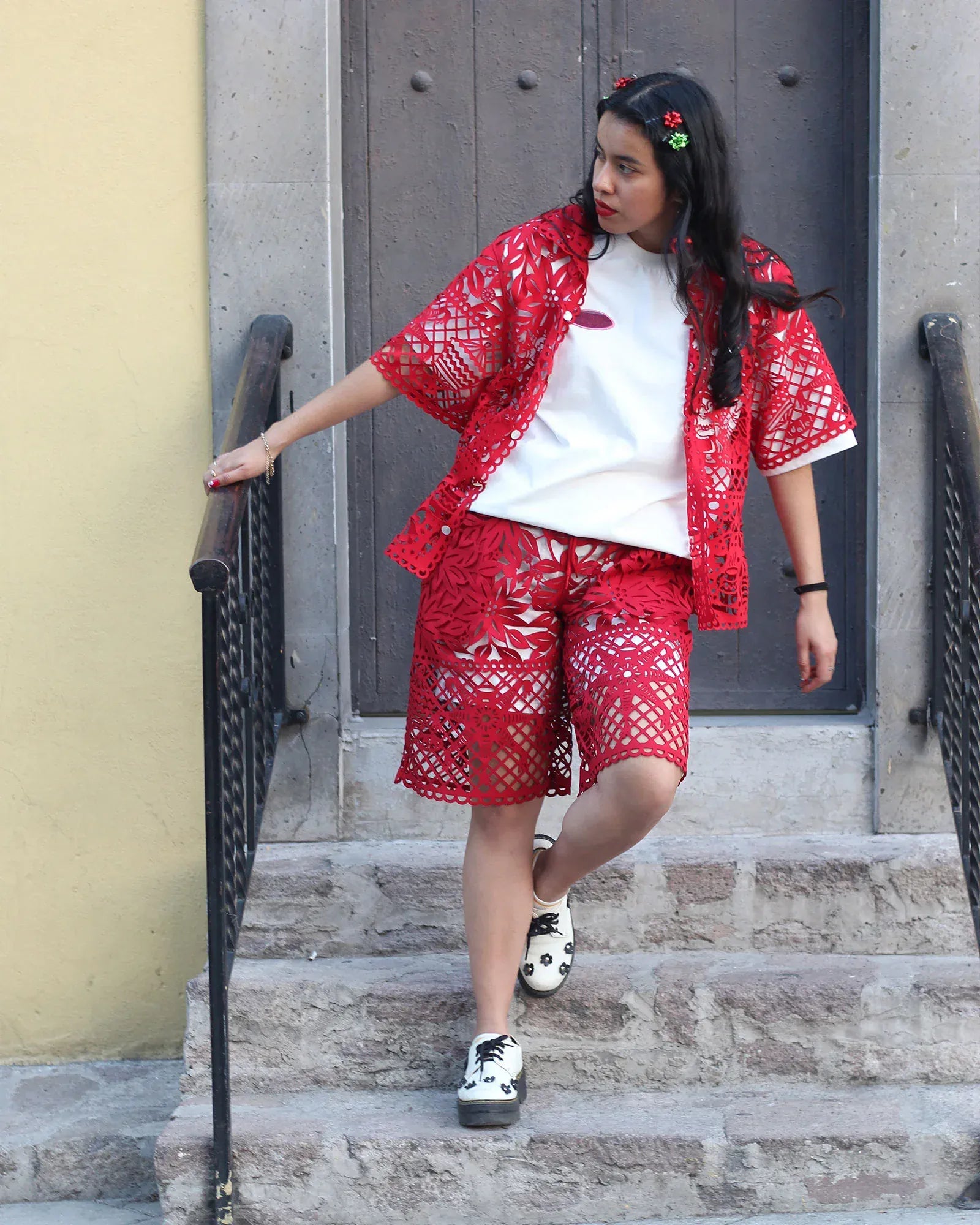 Retrooo.com Camisa Camisa Mexclart Posada Tropical Arte Textil Mexicano