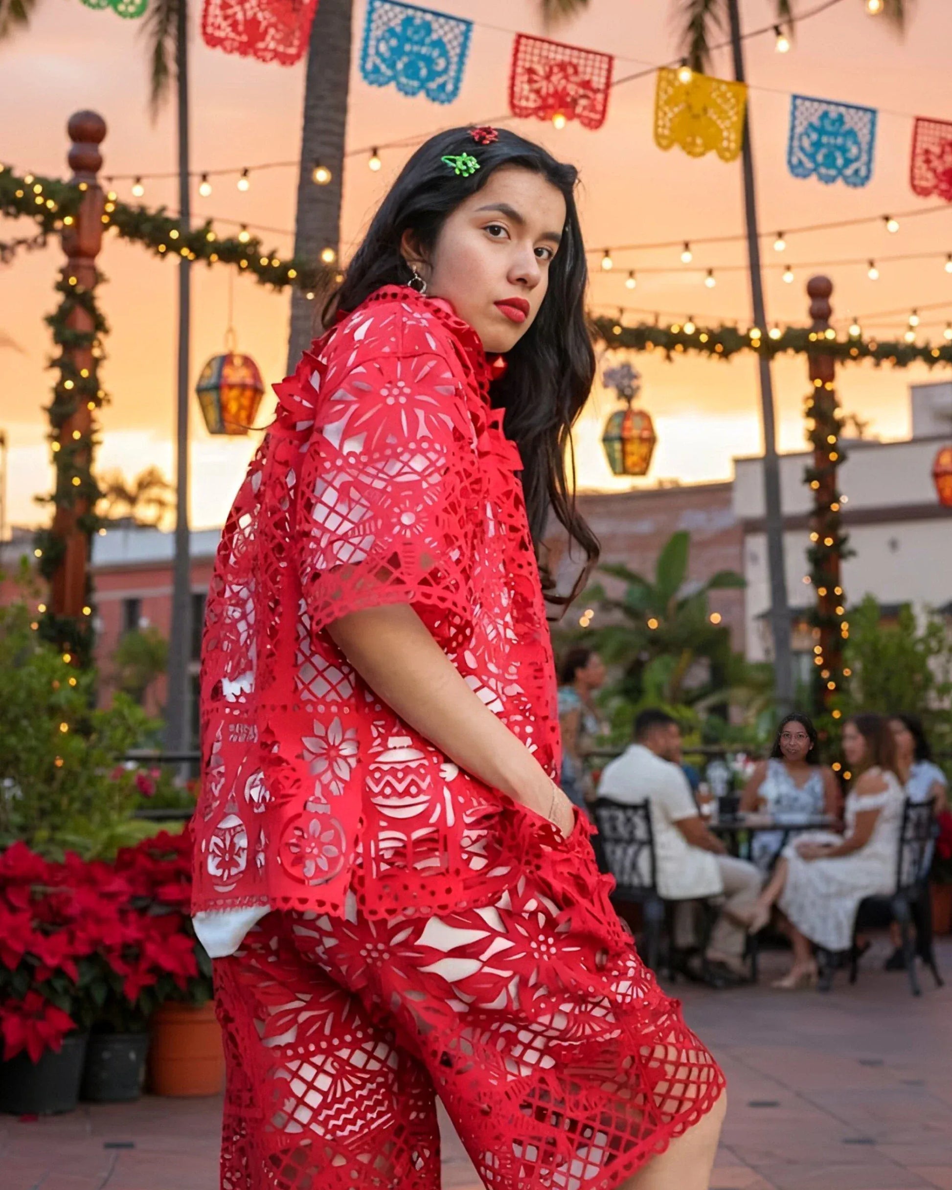 Retrooo.com Camisa Camisa Mexclart Posada Tropical Arte Textil Mexicano