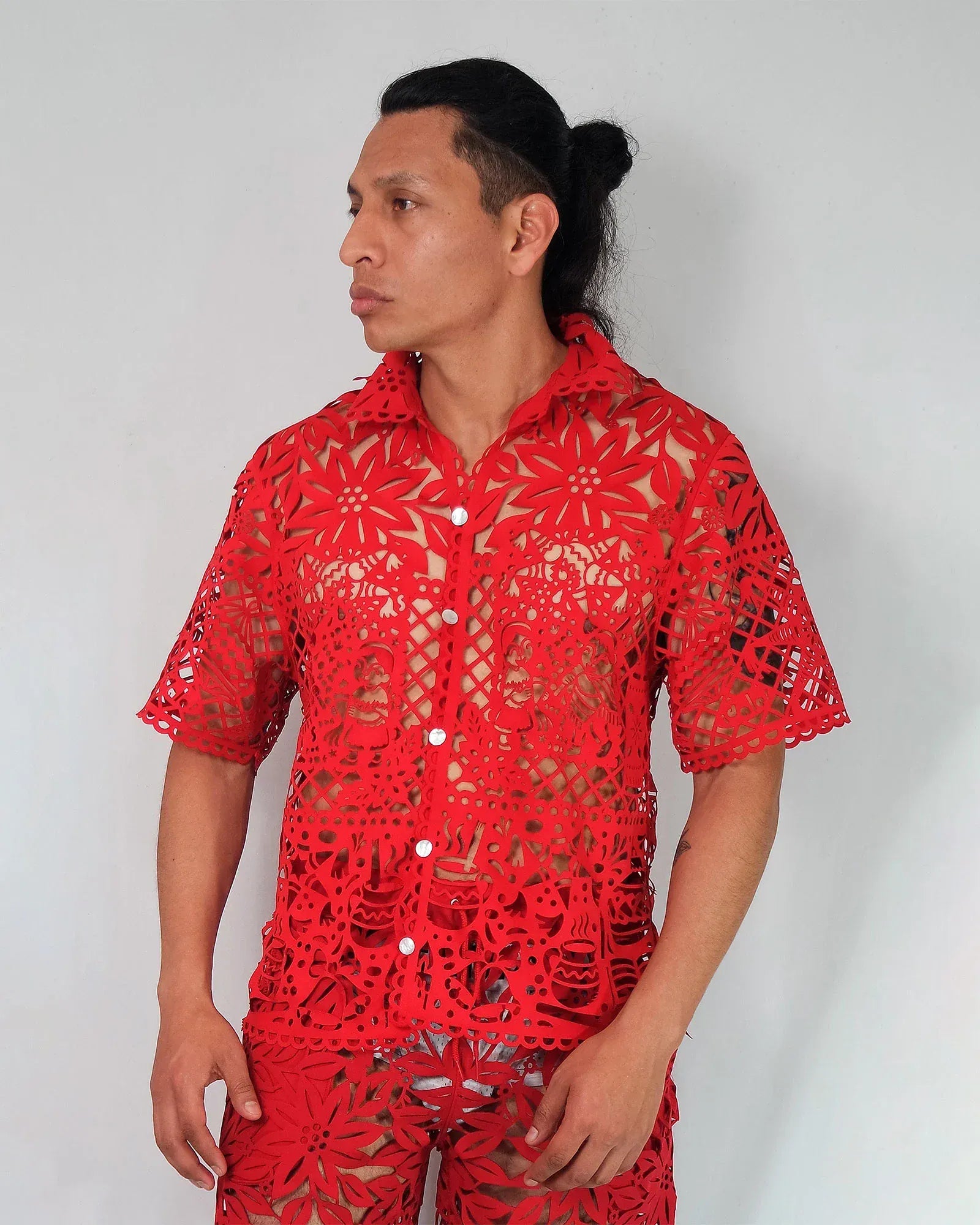 Retrooo.com Camisa Camisa Mexclart Posada Tropical Arte Textil Mexicano