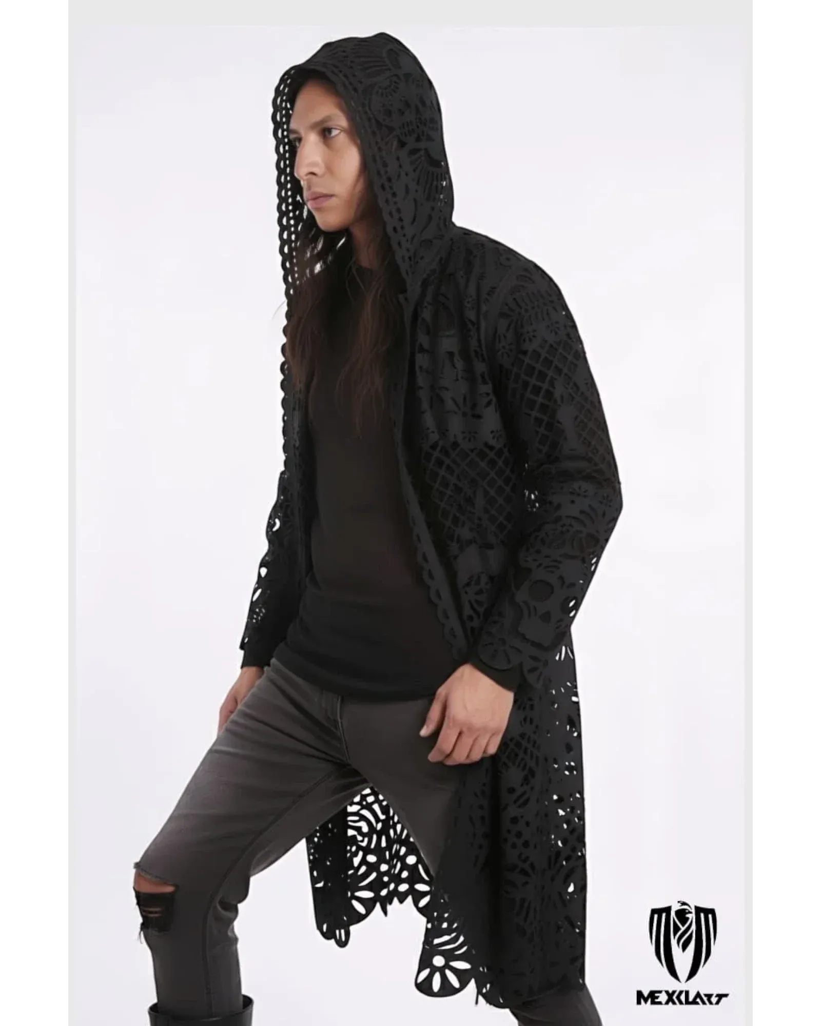 Retrooo.com Chaqueta Ceniza Sagrada / Dama CH/S Túnica abrigo Mexclart Ofrenda Viva Arte Textil Mexicano