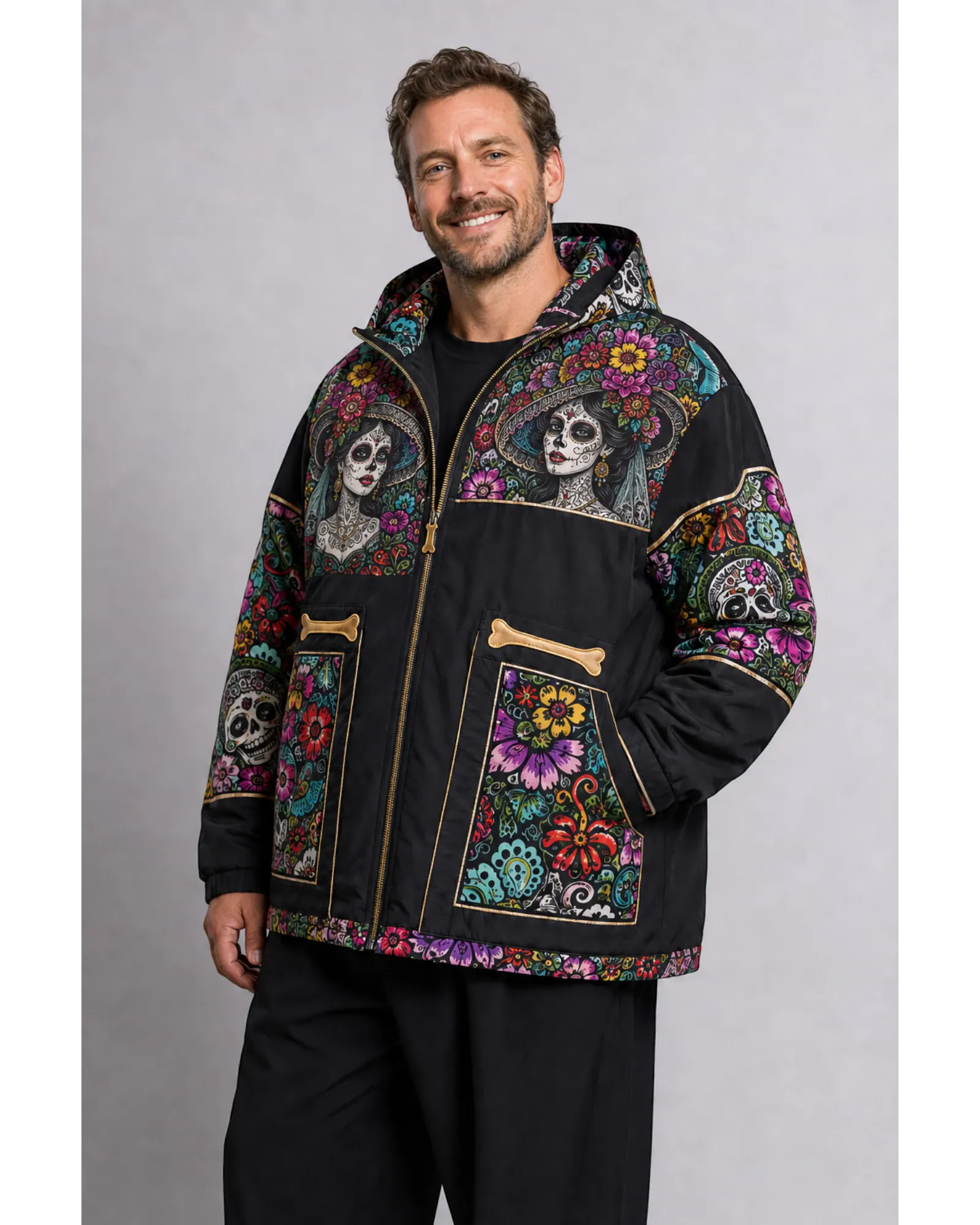 Retrooo.com Chaqueta Chamarra Retrooo Catrina de Flores · Edición Prototipo