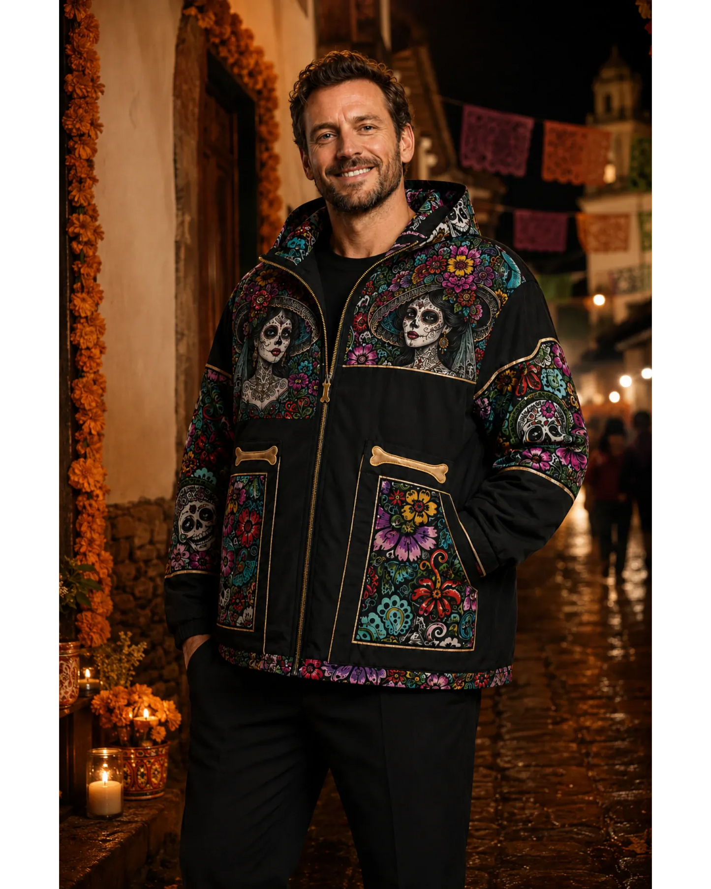 Retrooo.com Chaqueta Chamarra Retrooo Catrina de Flores · Edición Prototipo