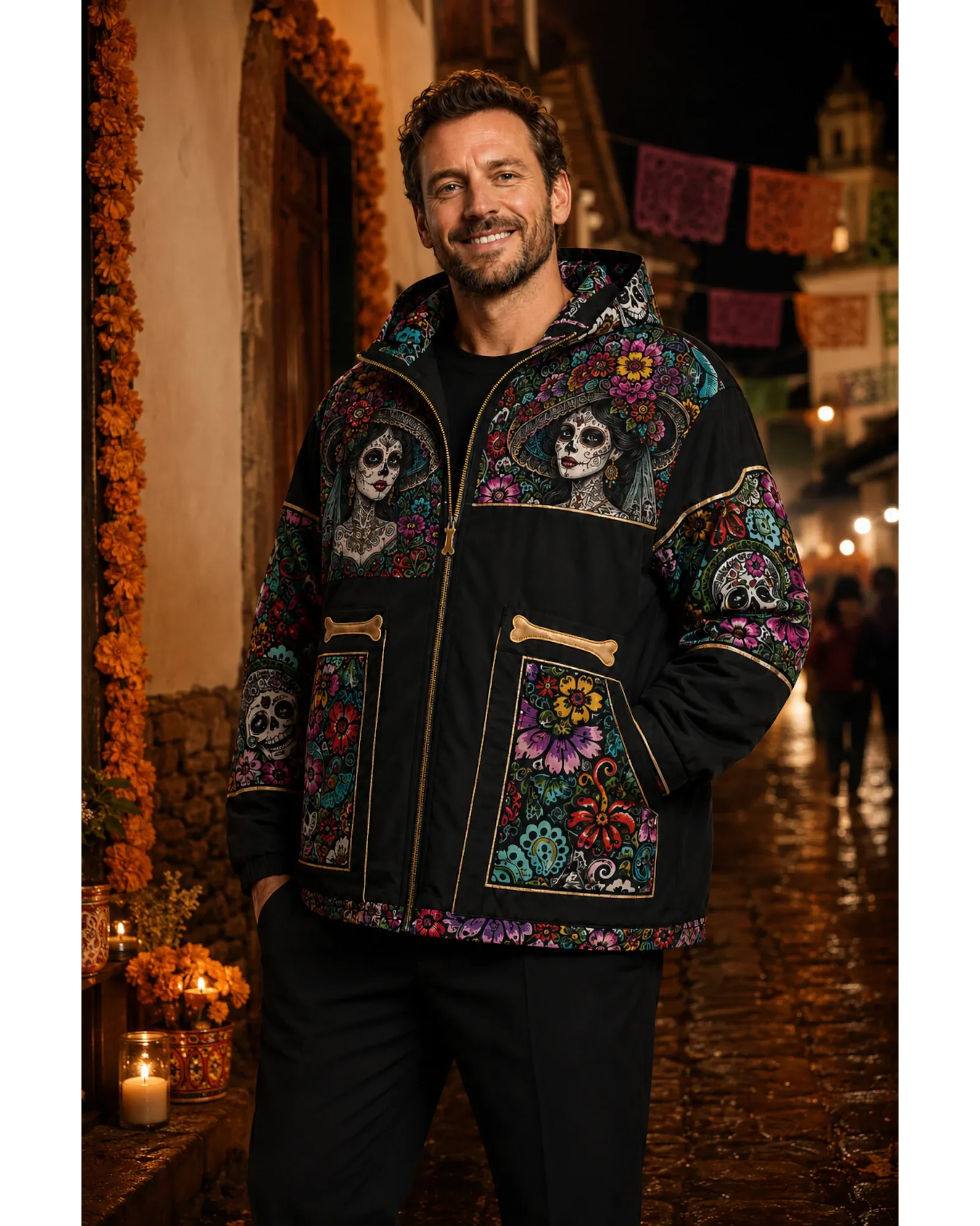 Retrooo.com Chaqueta Chamarra Retrooo Catrina de Flores · Edición Prototipo