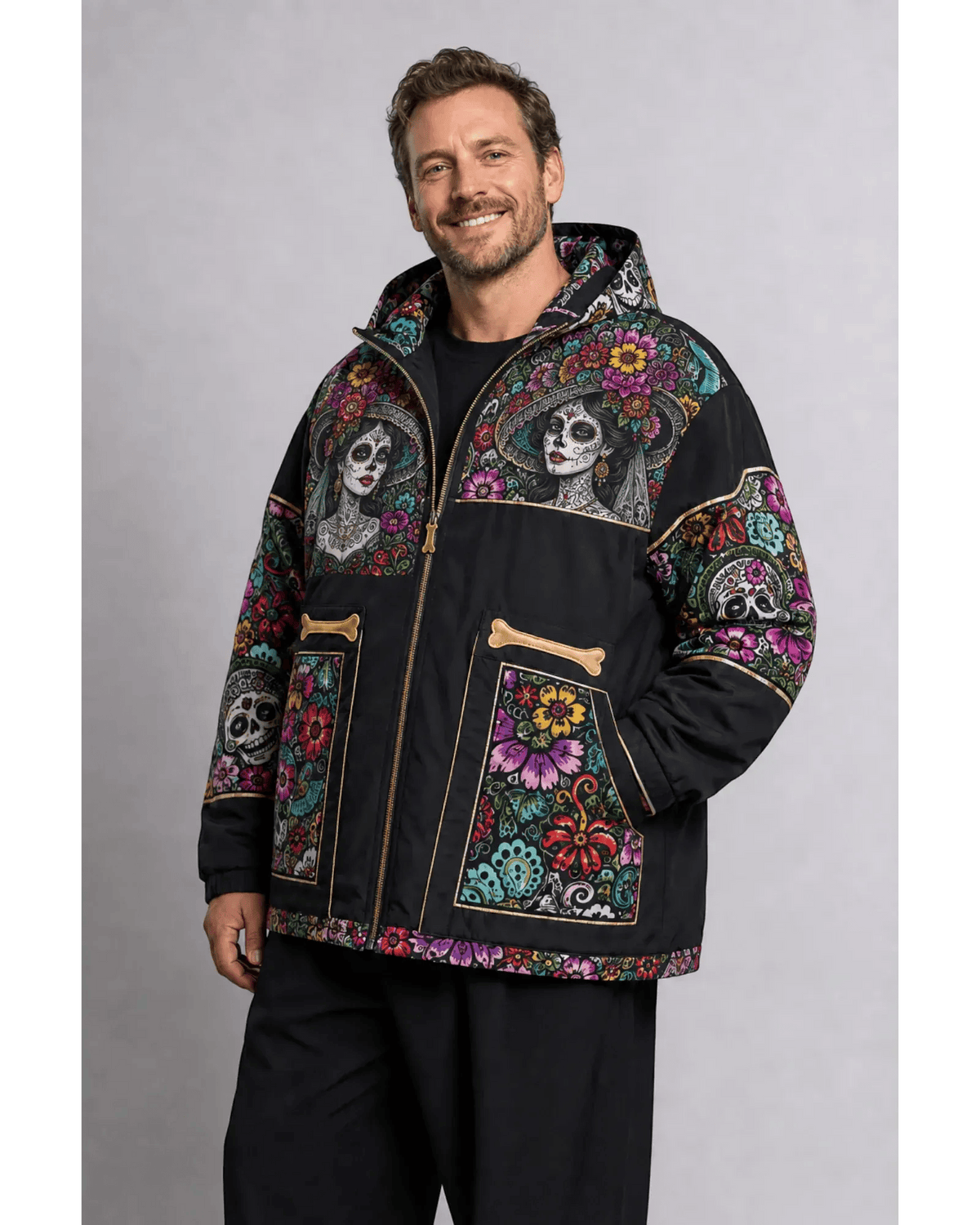 Retrooo.com Chaqueta Chamarra Retrooo Catrina de Flores · Edición Prototipo