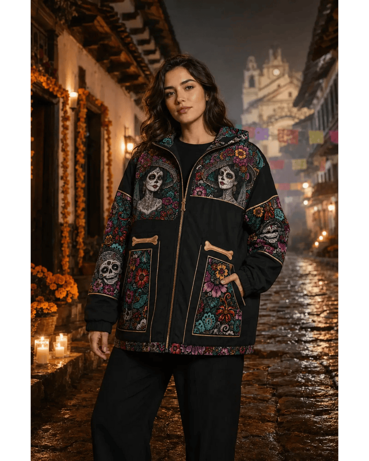 Retrooo.com Chaqueta Chamarra Retrooo Catrina de Flores · Edición Prototipo