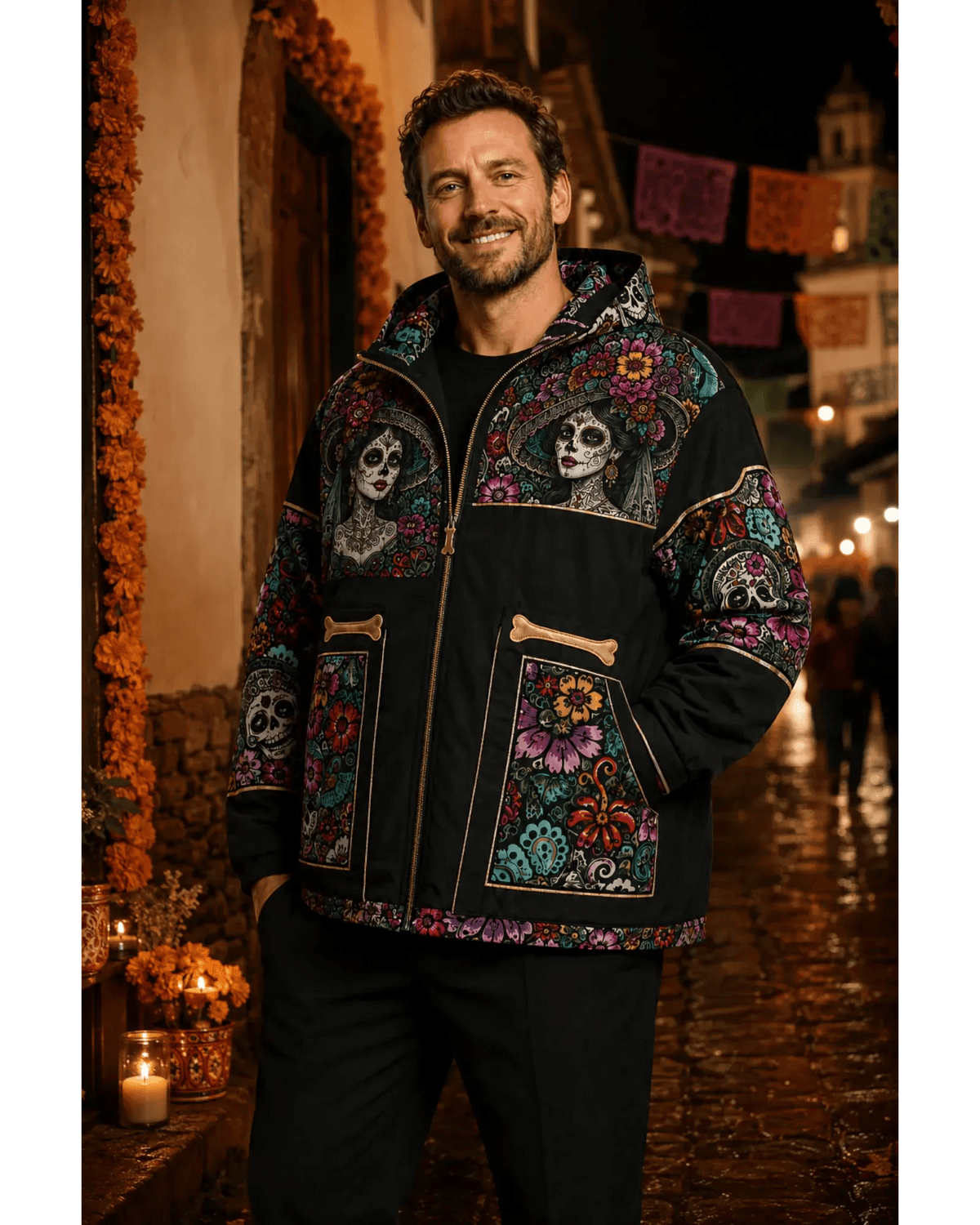 Retrooo.com Chaqueta Chamarra Retrooo Catrina de Flores · Edición Prototipo
