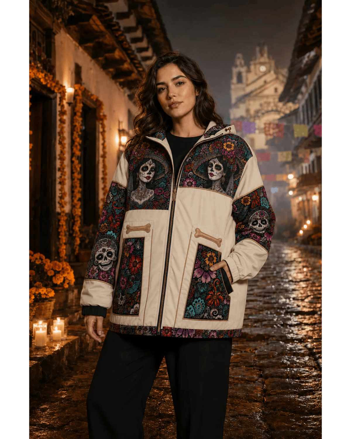 Retrooo.com Chaqueta Chamarra Retrooo Catrina de Flores · Edición Prototipo