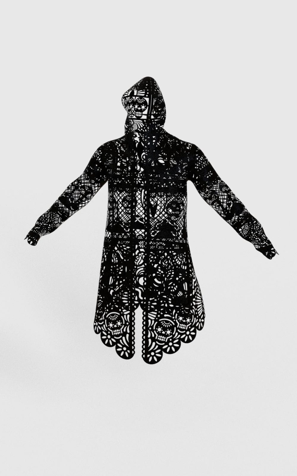 Retrooo.com Chaqueta Túnica abrigo Mexclart Ceniza Sagrada Arte Textil Mexicano - Negra