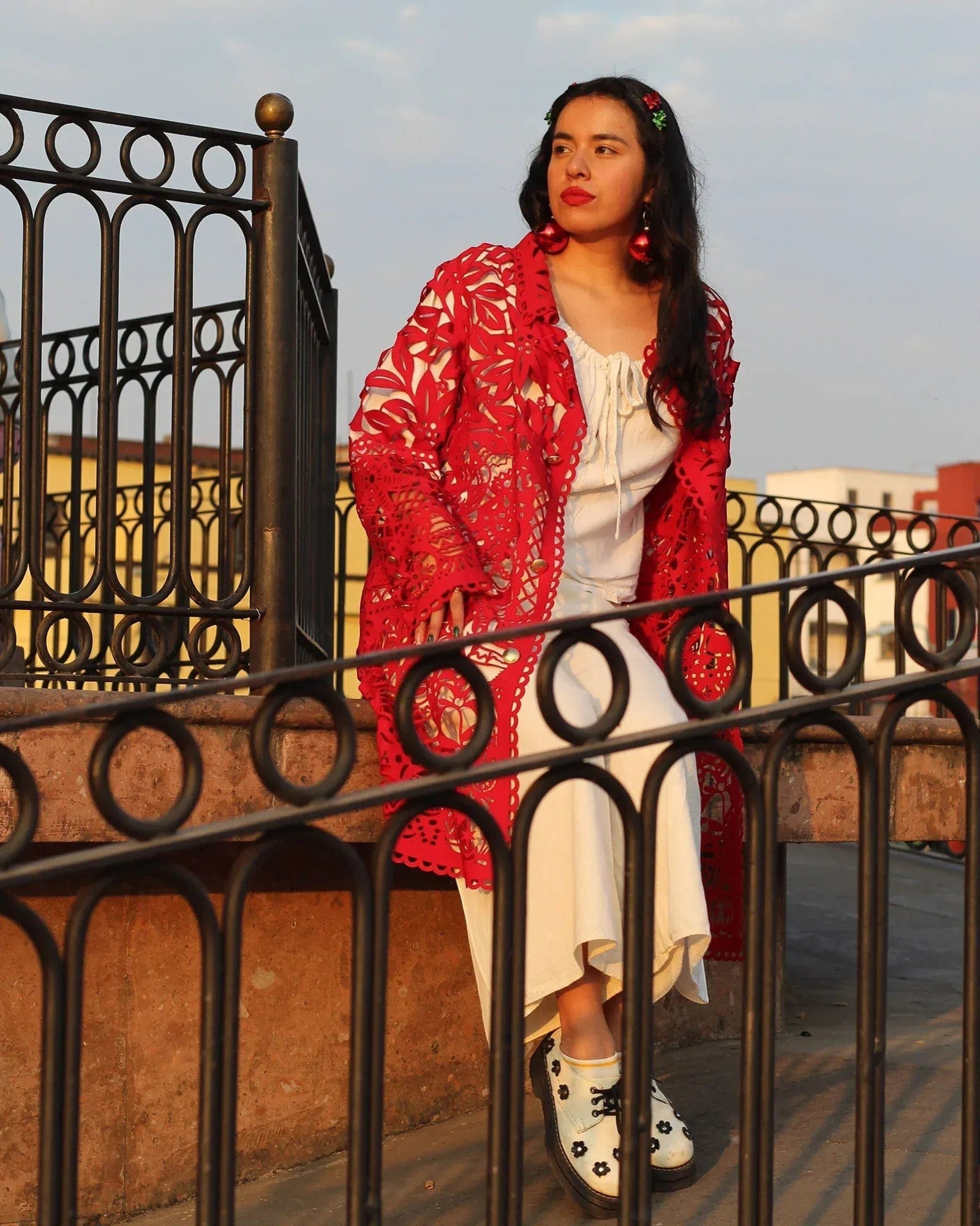 Retrooo.com Chaqueta Túnica Abrigo Mexclart Fin de Año Tropical Arte Textil Mexicano