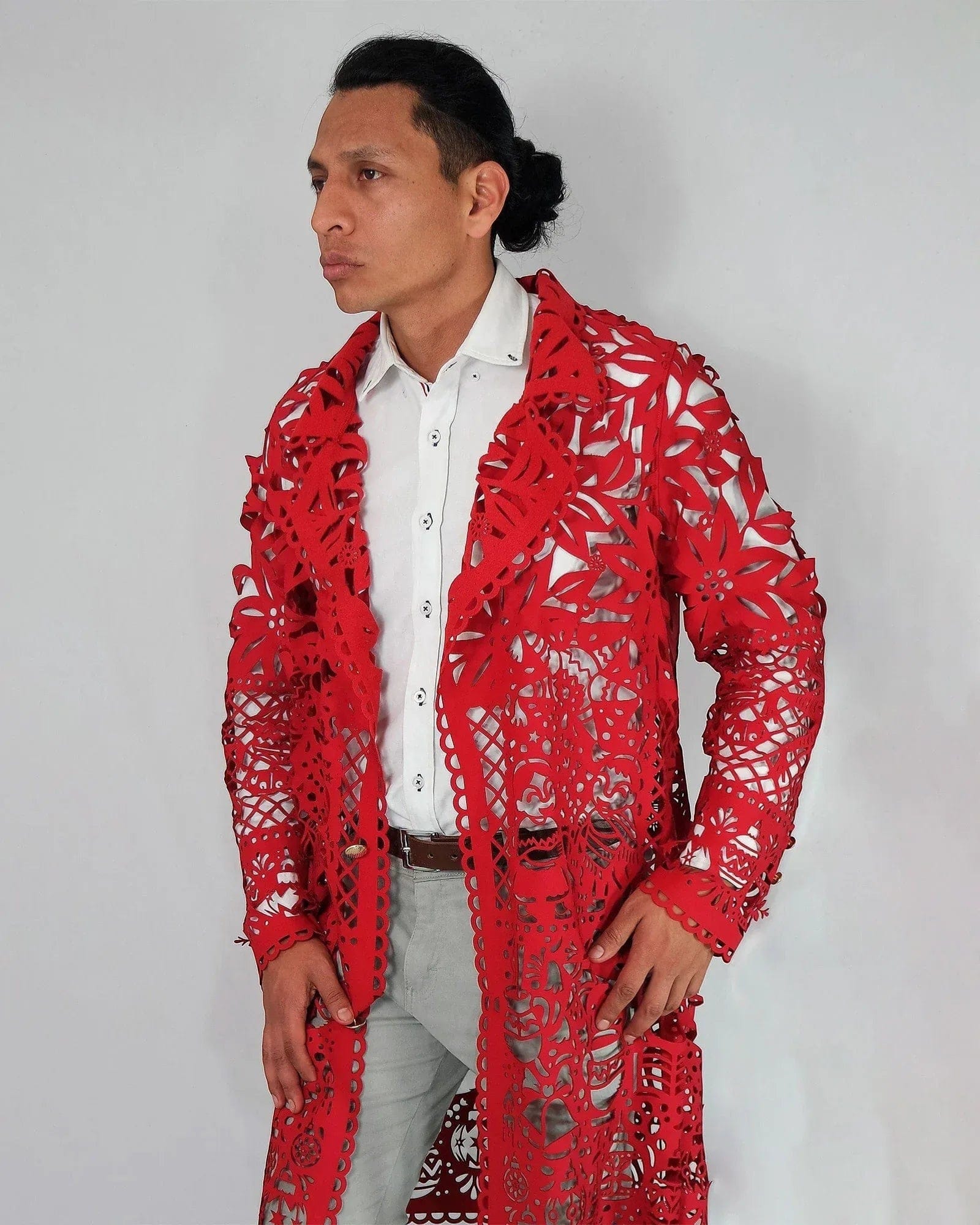 Retrooo.com Chaqueta Túnica Abrigo Mexclart Fin de Año Tropical Arte Textil Mexicano