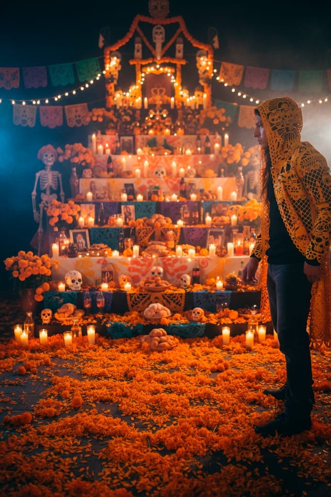 Calados geométricos túnica corte láser símbolos mexicanos
Túnica arte textil naranja diseño Victor Hugo Rosas
Túnica mexicana naranja exterior papel picado viento