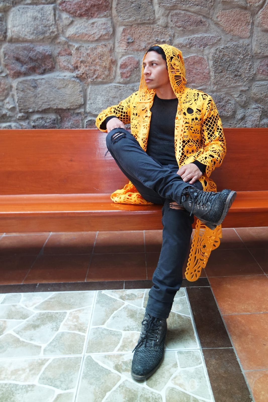 Retrooo.com Chaqueta Túnica abrigo Mexclart Ofrenda Viva Arte Textil Mexicano