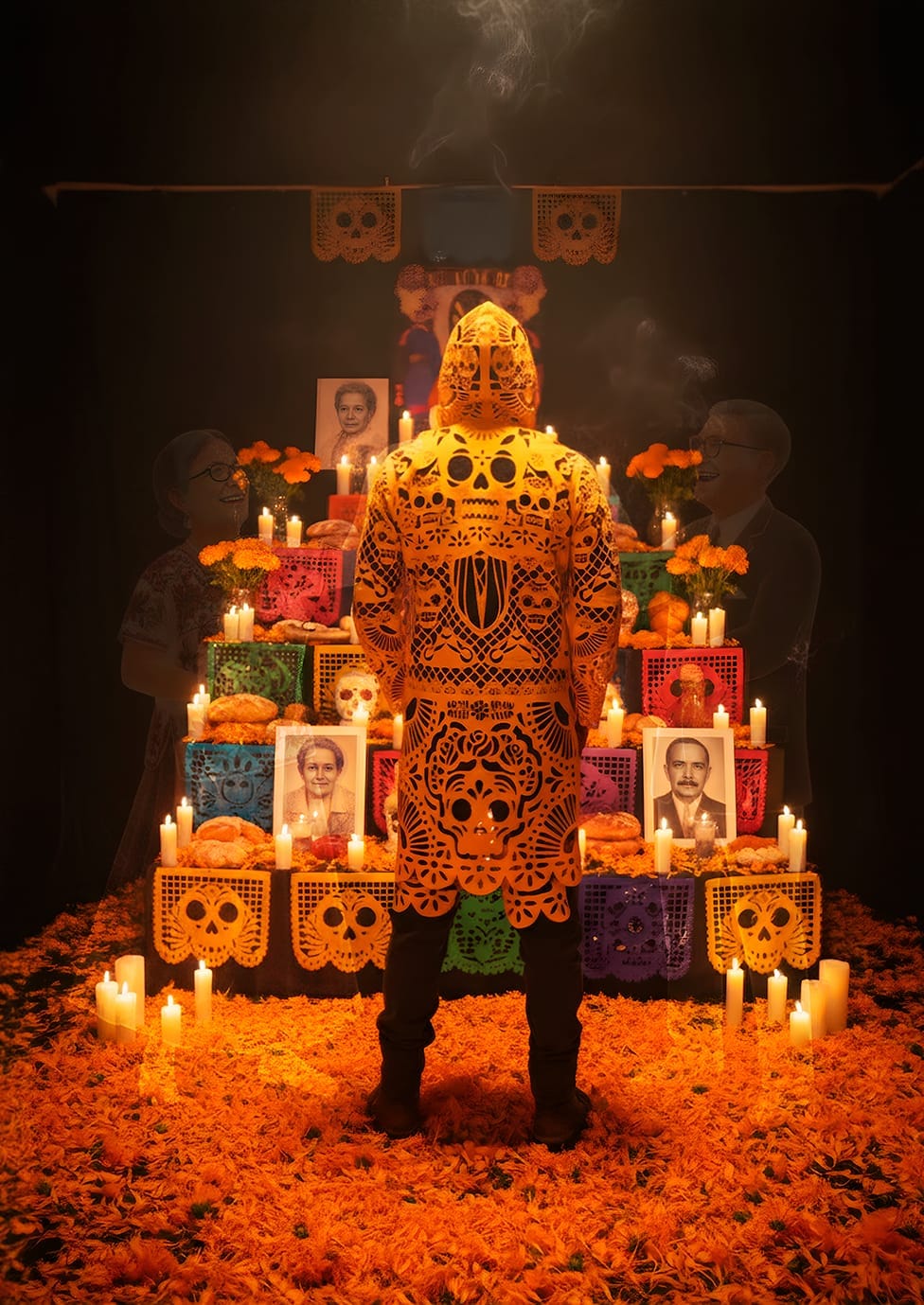 Retrooo.com Chaqueta Túnica abrigo Mexclart Ofrenda Viva Arte Textil Mexicano