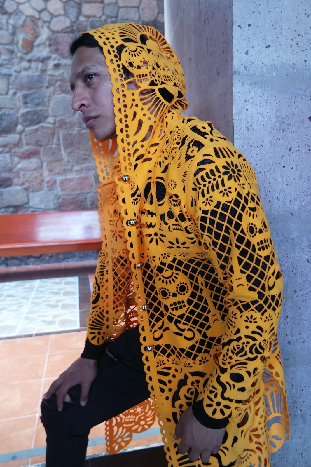 Retrooo.com Chaqueta Túnica abrigo Mexclart Ofrenda Viva Arte Textil Mexicano