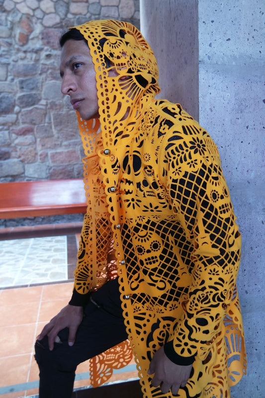 Retrooo.com Chaqueta Túnica abrigo Mexclart Ofrenda Viva Arte Textil Mexicano