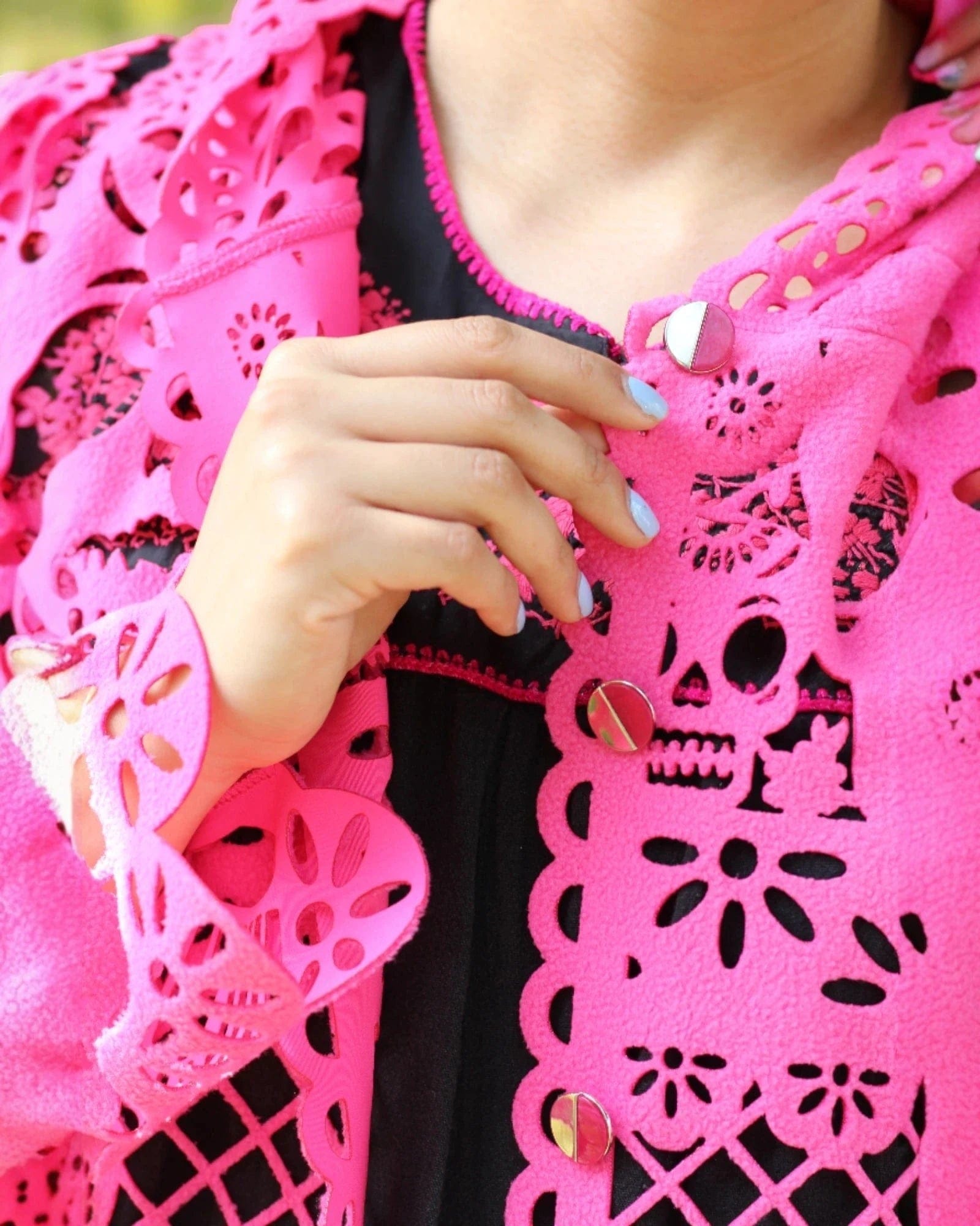 Retrooo.com Chaqueta Túnica abrigo Mexclart Ofrenda Viva Arte Textil Mexicano