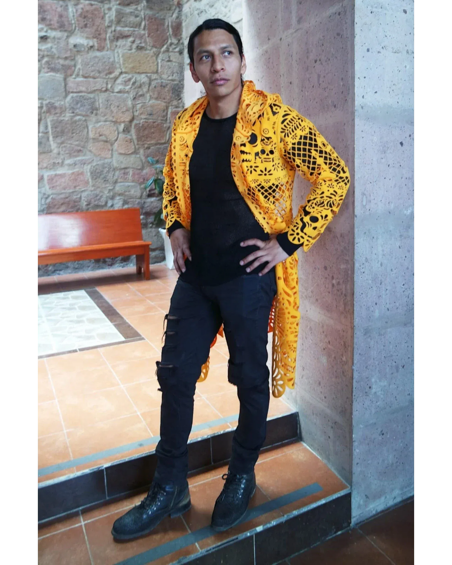 Retrooo.com Chaqueta Túnica abrigo Mexclart Ofrenda Viva Arte Textil Mexicano