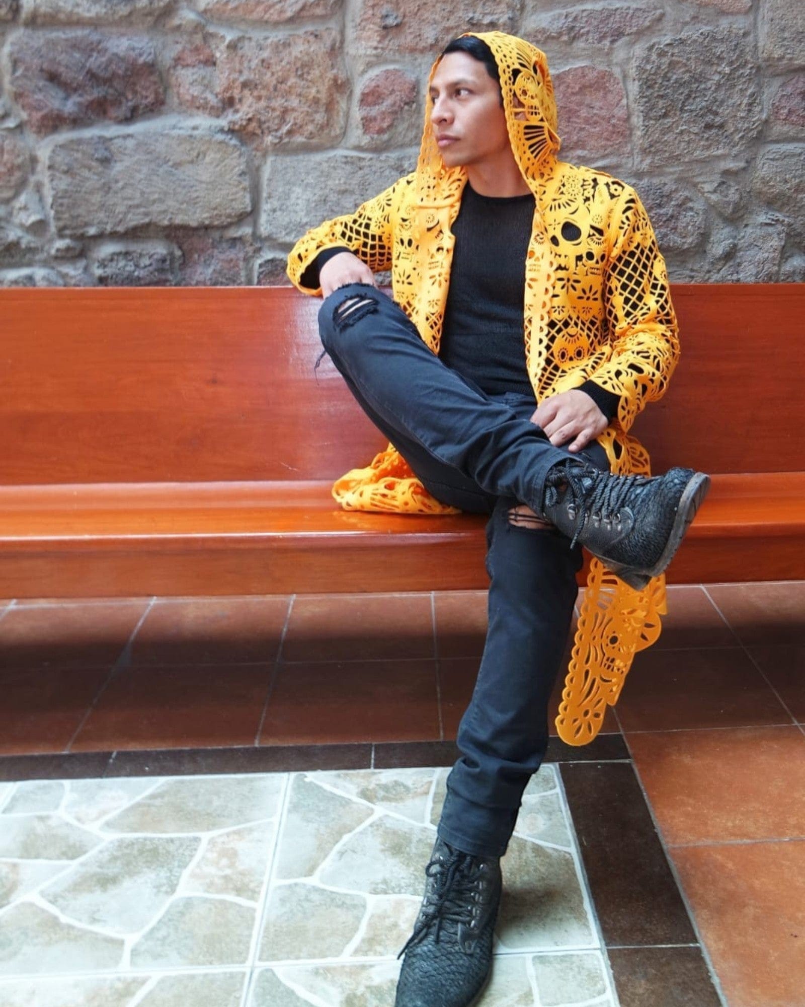 Retrooo.com Chaqueta Túnica abrigo Mexclart Ofrenda Viva Arte Textil Mexicano