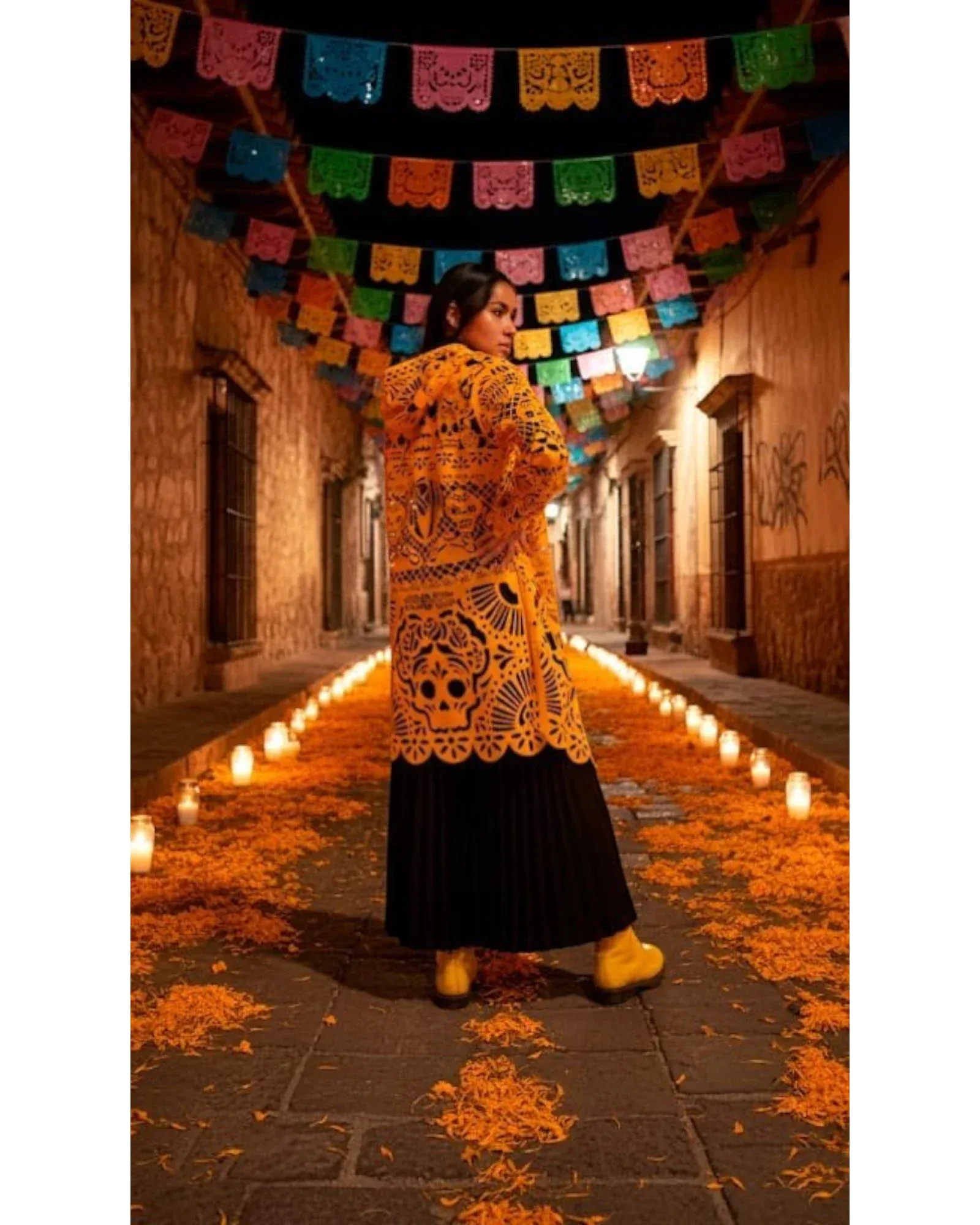 Retrooo.com Chaqueta Túnica abrigo Mexclart Ofrenda Viva Arte Textil Mexicano