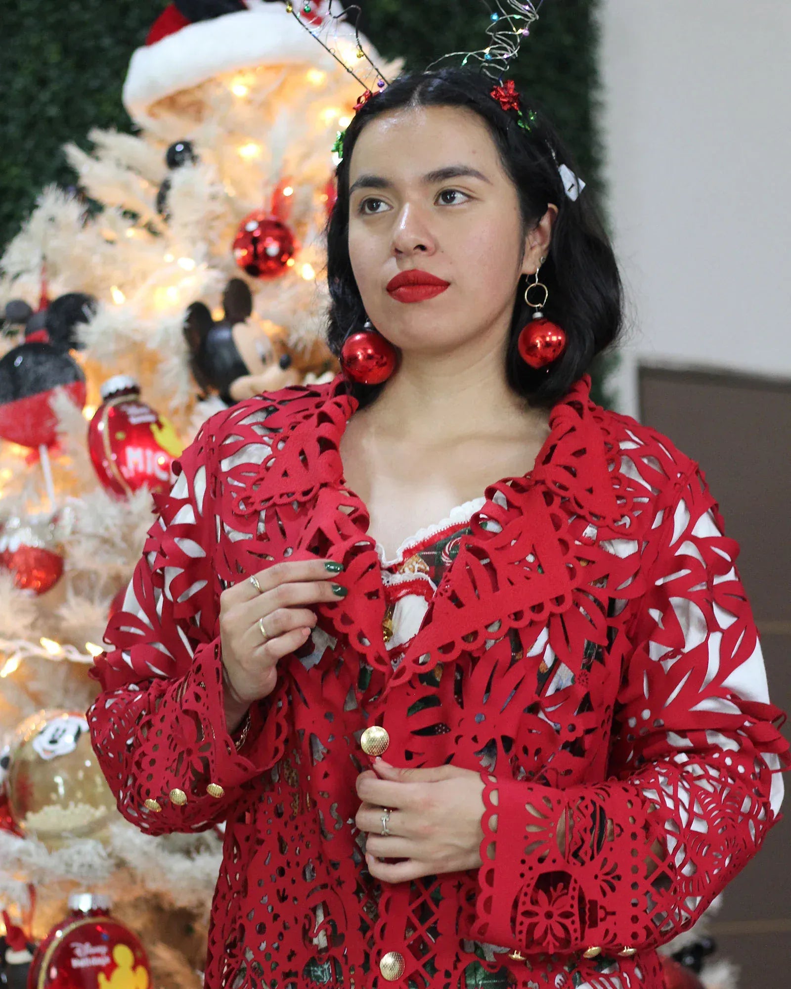 Retrooo.com Chaqueta Túnica Abrigo Mexclart Posada Tropical Arte Textil Mexicano