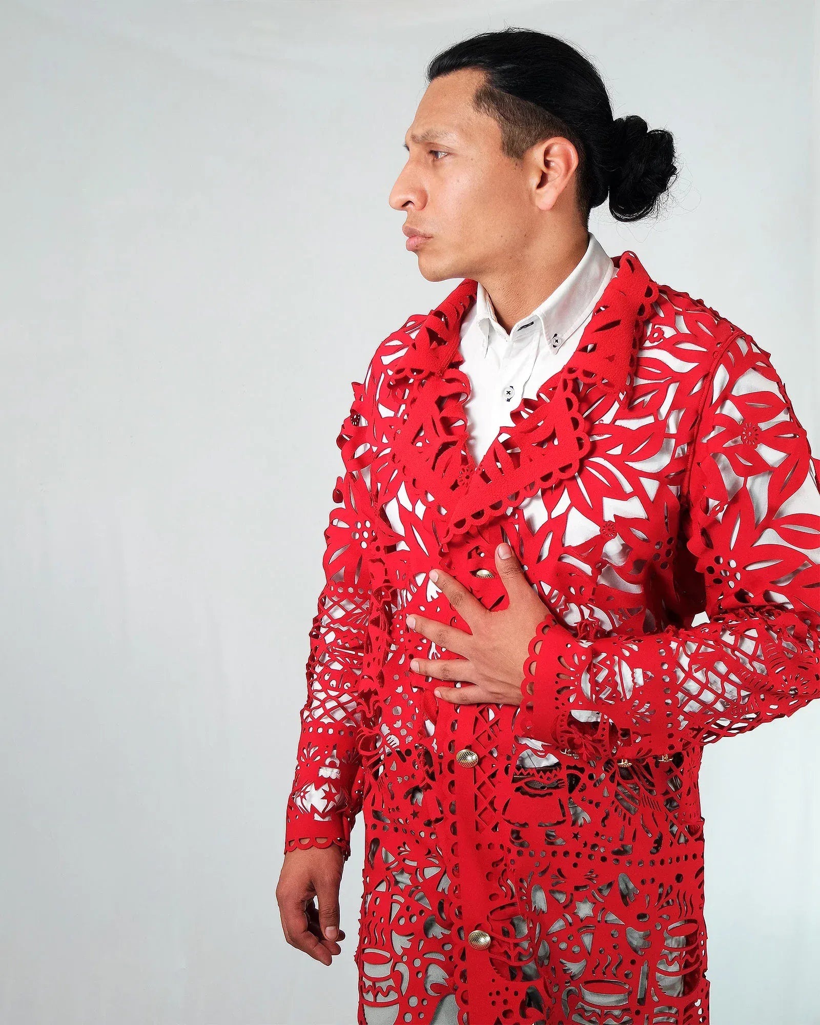 Retrooo.com Chaqueta Túnica Abrigo Mexclart Posada Tropical Arte Textil Mexicano