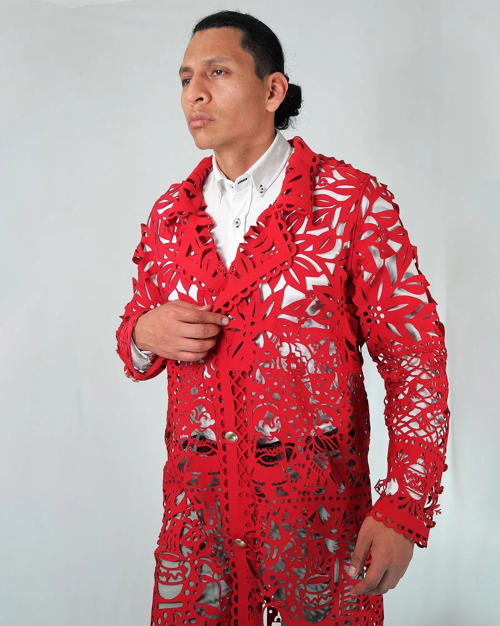 Retrooo.com Chaqueta Túnica Abrigo Mexclart Posada Tropical Arte Textil Mexicano