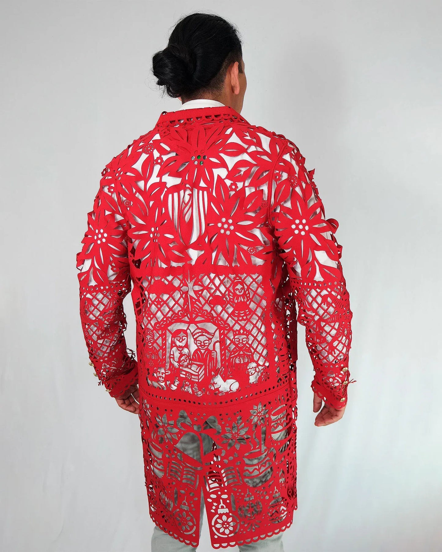 Retrooo.com Chaqueta Túnica Abrigo Mexclart Posada Tropical Arte Textil Mexicano