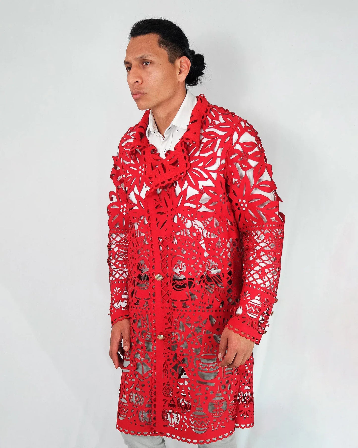 Retrooo.com Chaqueta Túnica Abrigo Mexclart Posada Tropical Arte Textil Mexicano